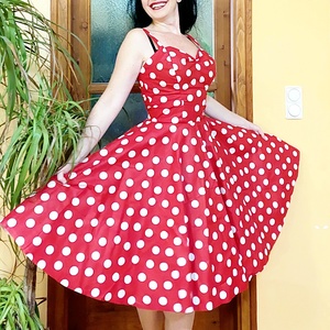 Pinup Rockabilly ruha piros pöttyös  - Meska.hu
