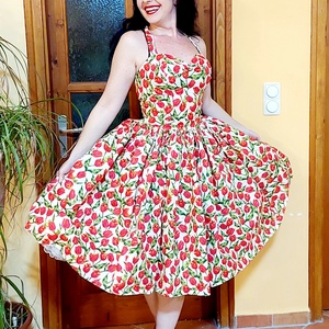 Pinup Rockabilly ruha tulipános húzott derekú , Ruha & Divat, Női ruha, Ruha, Varrás, MESKA