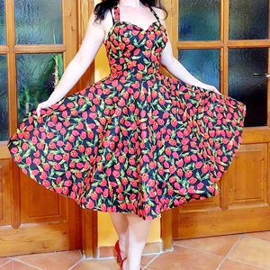 Pinup Rockabilly ruha tulipános körszoknya , Ruha & Divat, Női ruha, Ruha, Varrás, MESKA