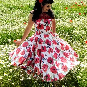 Pinup Rockabilly ruha,  pipacs mintás  - ruha & divat - női ruha - ruha - Meska.hu