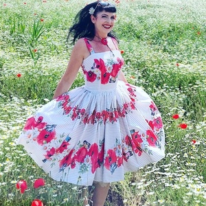 Pinup Rockabilly ruha,  pipacs mintás , Ruha & Divat, Női ruha, Ruha, Varrás, MESKA