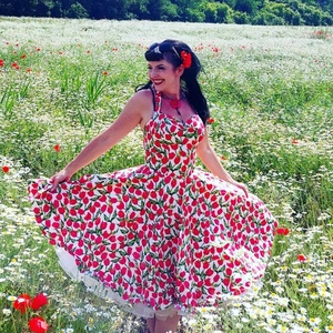 Pinup Rockabilly ruha tulipános húzott derekú , Ruha & Divat, Női ruha, Ruha, Varrás, MESKA