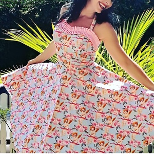 Rockabilly, pinup ruha angyalos rózsa mintás , Ruha & Divat, Női ruha, Ruha, Varrás, MESKA