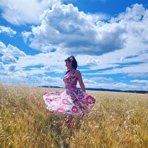 Rockabilly, pinup ruha rózsa mintás  - ruha & divat - női ruha - ruha - Meska.hu