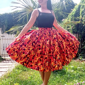 Pinup Rockabilly szoknya  piros tüzes láng nyelves , Ruha & Divat, Női ruha, Szoknya, Varrás, MESKA