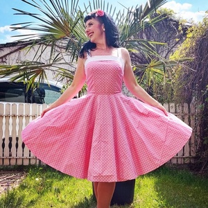 Pinup Rockabilly ruha pink rózsaszín pöttyös , Ruha & Divat, Női ruha, Ruha, Varrás, MESKA