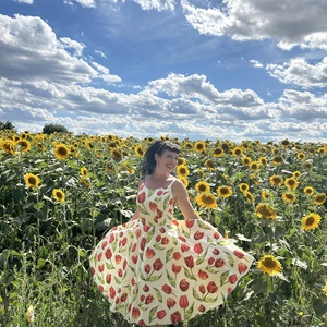 Pinup Rockabilly ruha tulipános húzott derekú  - ruha & divat - női ruha - ruha - Meska.hu