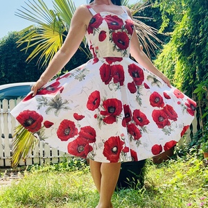 Pinup Rockabilly ruha, LIMITÁLT pipacs mintás  - ruha & divat - női ruha - ruha - Meska.hu