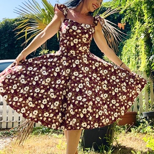 Pinup Rockabilly ruha cseresznye virág, Sakura mintás,  pillangó ujjú, romantikus  - ruha & divat - női ruha - ruha - Meska.hu