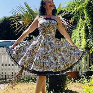 Pinup Rockabilly ruha, graffiti képregeny szuperhős  - ruha & divat - női ruha - ruha - Meska.hu