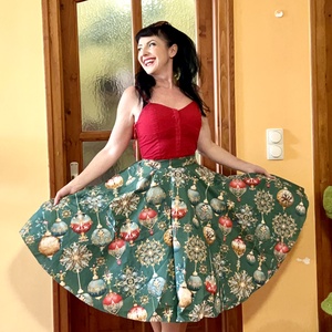 Pinup Rockabilly szoknya Vintage retro karácsonyi mintás  - ruha & divat - női ruha - szoknya - Meska.hu