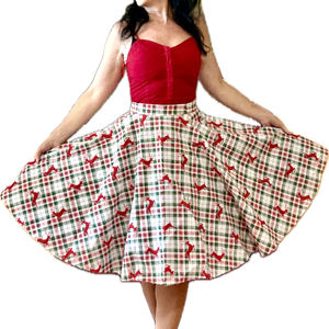 Pinup Rockabilly szoknya Mikulasvirag Vintage retro karácsonyi mintás , Ruha & Divat, Női ruha, Szoknya, Varrás, MESKA