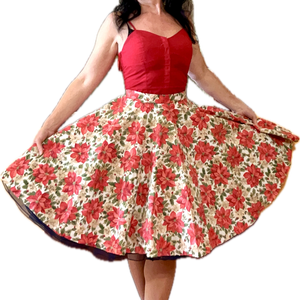 Pinup Rockabilly szoknya Mikulasvirag Vintage retro karácsonyi mintás , Ruha & Divat, Női ruha, Szoknya, Varrás, MESKA