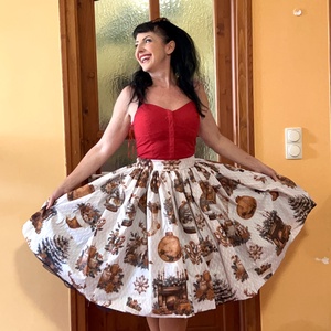 Pinup Rockabilly szoknya Vintage retro karácsonyi mintás  - ruha & divat - női ruha - szoknya - Meska.hu
