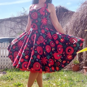 Rockabilly, pinup ruha  magnolia mintas - ruha & divat - női ruha - ruha - Meska.hu