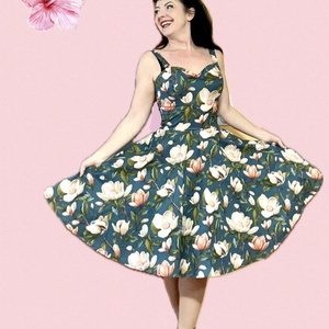 Pinup Rockabilly ruha magnolia mintás, gyümölcs, Ruha & Divat, Női ruha, Ruha, Varrás, MESKA