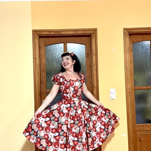 Pinup Rockabilly ruha cseresznye mintás, gyümölcs, Ruha & Divat, Női ruha, Ruha, Varrás, MESKA