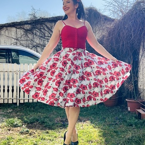 Pinup retro Rockabilly pipacsos szoknya, Ruha & Divat, Női ruha, Szoknya, Varrás, MESKA