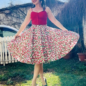 Pinup Rockabilly cseresznye mintás  szoknya, Ruha & Divat, Női ruha, Szoknya, Varrás, MESKA