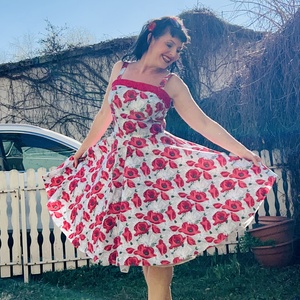 Pinup Rockabilly ruha pipacs mintás, pipacsos virágos , Ruha & Divat, Női ruha, Ruha, Varrás, MESKA