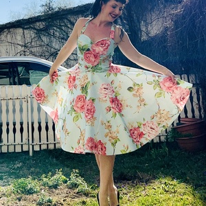 Pinup Rockabilly ruha  rózsa mintás, virágos - ruha & divat - női ruha - ruha - Meska.hu
