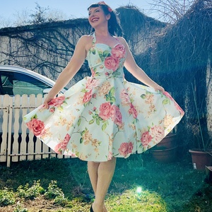 Pinup Rockabilly ruha  rózsa mintás, virágos - ruha & divat - női ruha - ruha - Meska.hu