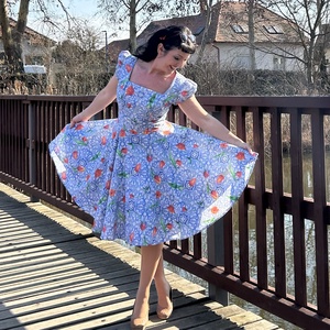 Pinup Rockabilly ruha tulipán és csempe mintás, Ruha & Divat, Női ruha, Ruha, Varrás, MESKA