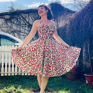 Pinup Rockabilly ruha cseresznye mintás, virágos - ruha & divat - női ruha - ruha - Meska.hu