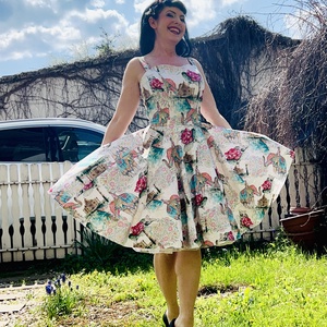 Pinup Rockabilly ruha indiai Taj Mahal, elefánt és lótusz mintas - Meska.hu