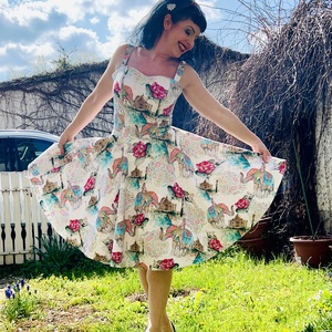 Pinup Rockabilly ruha indiai Taj Mahal, elefánt és lótusz mintas - ruha & divat - női ruha - ruha - Meska.hu