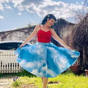 Folk Rockabilly szoknya látványos margaréta, százszorszép  - Meska.hu