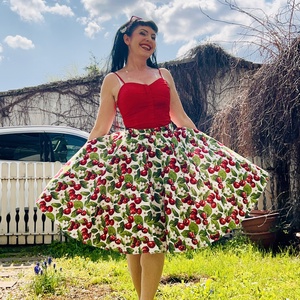 Pinup Rockabilly cseresznye mintás  szoknya, Ruha & Divat, Női ruha, Szoknya, Varrás, MESKA