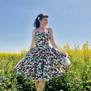 Pinup Rockabilly ruha cseresznye mintás, virágos - ruha & divat - női ruha - ruha - Meska.hu
