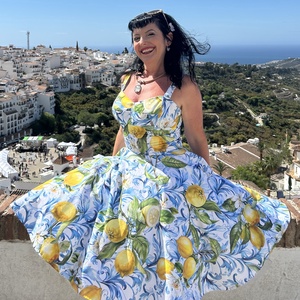 Pinup Rockabilly ruha, citrom,majolica, azulejo csempe mintás  - Meska.hu