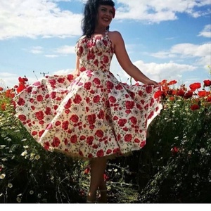 Pinup Rockabilly ruha viragos ruha - Meska.hu