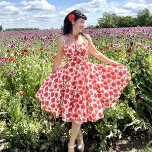 Pinup Rockabilly ruha, LIMITÁLT pipacs mintás  - Meska.hu