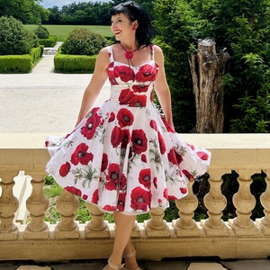 Pinup Rockabilly ruha, LIMITÁLT pipacs mintás  - Meska.hu