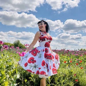 Pinup Rockabilly ruha, LIMITÁLT pipacs mintás  - ruha & divat - női ruha - ruha - Meska.hu