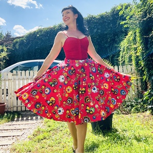 Folk Rockabilly szoknya kakasos népiestulipános mintás - Meska.hu