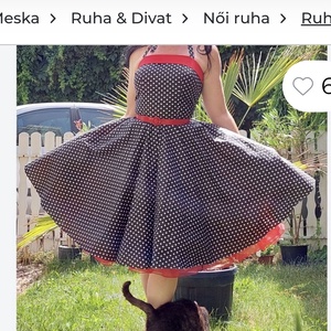 Pinup Rockabilly ruha kék alapon fehér pöttyös  - Meska.hu