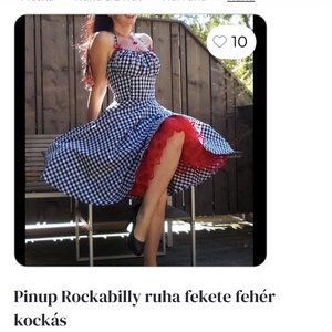 Pinup Rockabilly ruha RENDELESRE  feketE kockás puffos ujjú   - ruha & divat - női ruha - ruha - Meska.hu
