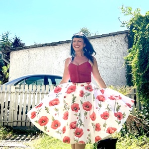 Pinup Rockabilly szoknya pipacsos - Meska.hu