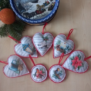 Vintage mintás karácsonyfa díszek, ajándékkísérők 7 db - karácsony - karácsonyi lakásdekoráció - karácsonyfadíszek - Meska.hu