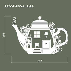 Teaidő - Teáskanna lak - Babaház falmatrica - otthon & életmód - babaszoba, gyerekszoba - gyerekszoba falmatrica - Meska.hu