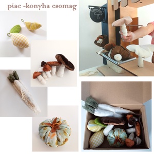 Zöldség csomag - citrom, fehérrépa, sütőtök, gomba - textil játék készlet bevásárló szatyorral, Játék & Sport, Gyerekkonyha, Játék ételek, Varrás, MESKA