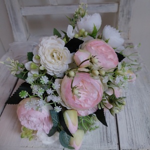 Halványrózsaszín bazsarózsa menyasszonyi csokor, Esküvő, Menyasszonyi- és dobócsokor, , MESKA