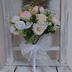 Halványrózsaszín bazsarózsa menyasszonyi csokor - esküvő - menyasszonyi- és dobócsokor - Meska.hu