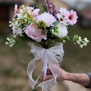 Menyasszonyi csokor fehér masnival - esküvő - menyasszonyi- és dobócsokor - Meska.hu