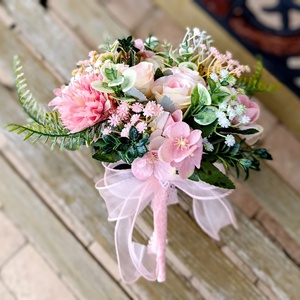 rózsás dobócsokor, Esküvő, Menyasszonyi- és dobócsokor, , MESKA