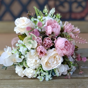 rózsaszín csipkeszalagos örök csokor, Esküvő, Menyasszonyi- és dobócsokor, , MESKA